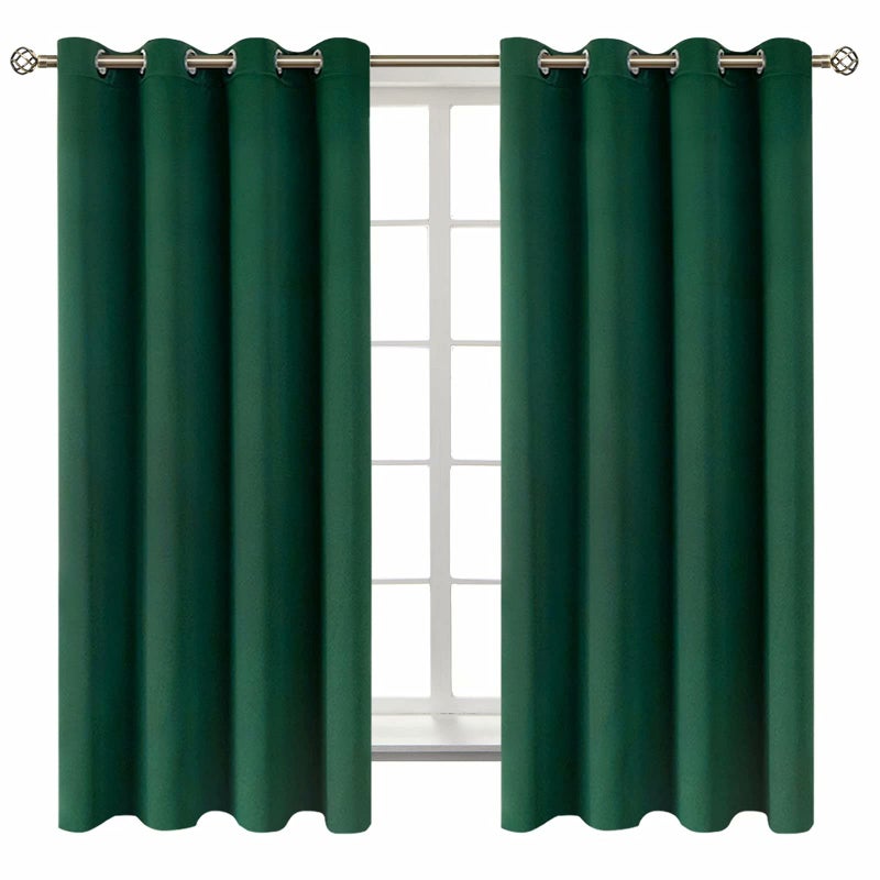 BGment Blackout Curtains - Grommet Thermal Insulated Room Darkening Bedroom and Living Room Curtains, Set of 2 Decorative Curtain Panels (52 x 63 Inch, Emerald Green) - Image 1
